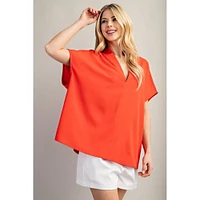 Women's Orange V Neck Top