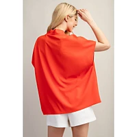 Women's Orange V Neck Top