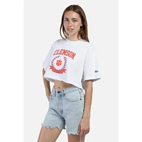 Clemson Hype And Vice Giant Logo Track Top Cropped Tee