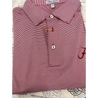 Alabama Men's Peter Millar Crimson Jubilee Stripe Jersey Polo