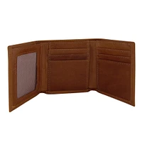 LSU Zep-Pro Brown Leather Embossed Trifold Wallet