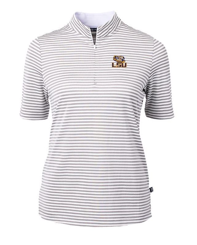 Lsu | Cutter & Amp ; Buck Women's Eco Pique Stripe Top Alumni Hall