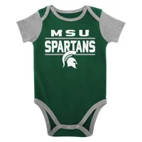 Spartans | Michigan State Newborn Home Field Creeper, Bib, Bootie Set Alumni Hall