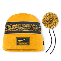 West Virginia Nike Sideline Peak Standard Cuff Pom Beanie