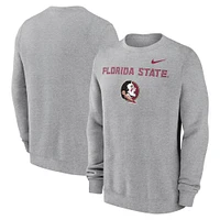 Florida State Nike Primary Stack Club Fleece Crew