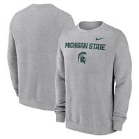 Michigan State Nike Primary Stack Club Fleece Crew