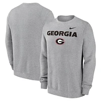 Georgia Nike Primary Stack Club Fleece Crew