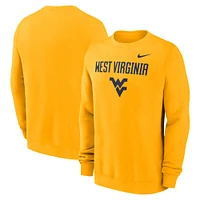 West Virginia Nike Primary Stack Club Fleece Crew