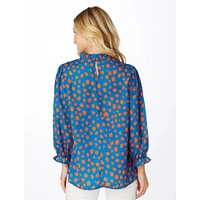 Blue and Orange Stewart Simmons 3/4 Sleeve Blouse