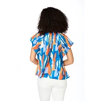 Royal and Orange Stewart Simmons The Abstract Blouse