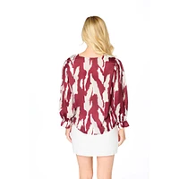 Maroon and Grey Stewart Simmons The Abstract 3/4 Sleeve Blouse