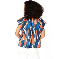 Navy and Orange Stewart Simmons The Abstract Blouse