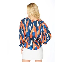 Navy and Orange Stewart Simmons The Abstract 3/4 Sleeve Blouse