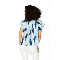 Light Blue and Navy Stewart Simmons The Abstract Blouse