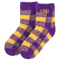 LSU ZooZatz Buffalo Check Fuzzy Socks