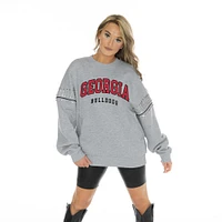 Georgia Gameday Couture Competitive Edge Drop Shoulder Jewel Crew