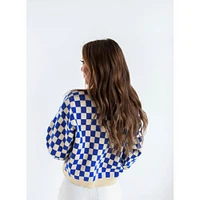 Kentucky Gameday Social Checkerboard Mock Neck Sweater