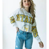 West Virginia Gameday Social Phipps Split Sleeve Cropped Crew