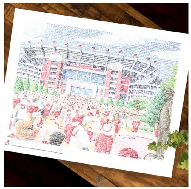  Bama | Bryant- Denny Stadium Word Art Print 16in X 20in | Alumni Hall