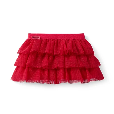 ROSE RED TULLE SKIRT-TM D