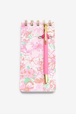 Cahier de notes fleuri à spirale avec stylo