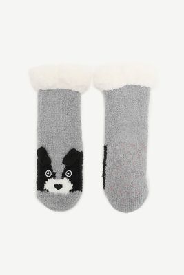 Chaussettes pantoufles avec chien