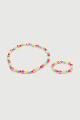 Ensemble collier et bracelet à perles pour filles