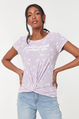 T-shirt lavande torsadé fleuri