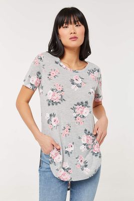 T-shirt tunique long fleuri