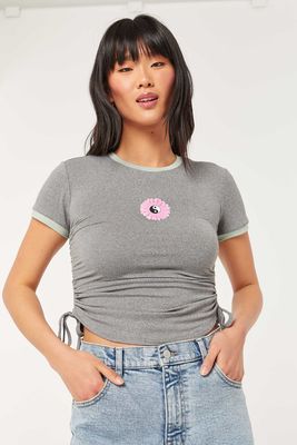 T-shirt ruché sur les côtés avec yin-yang
