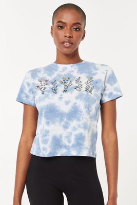 T-shirt tie-dye avec fleurs