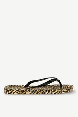Flip-flops en caoutchouc à imprimé de léopard