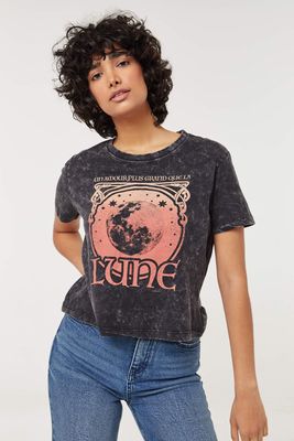 T-shirt carré tie-dye à lune
