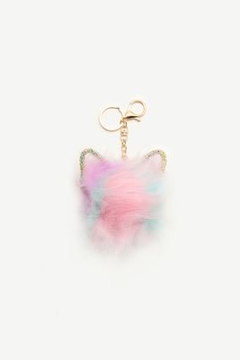 Porte-clés pompon à oreilles de chat