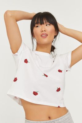 T-shirt en coton à roses