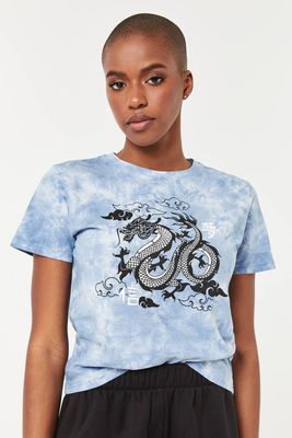 T-shirt tie-dye avec dragon