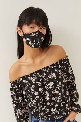 T-shirt Bardot fleuri avec couvre-visage