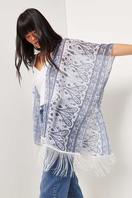 Kimono imprimé à franges