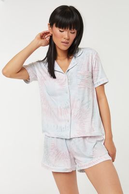 Pyjama tie-dye à détail contrastant