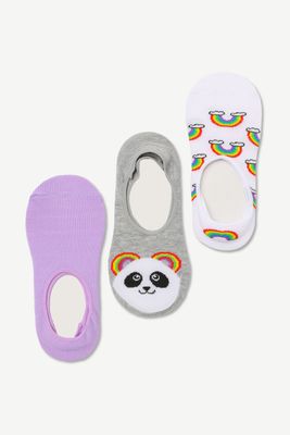 Mini-socquettes à panda et arc-en-ciel