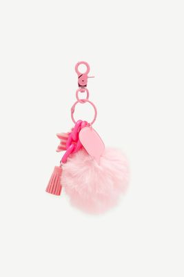 Porte-clés à pompon en fausse fourrure