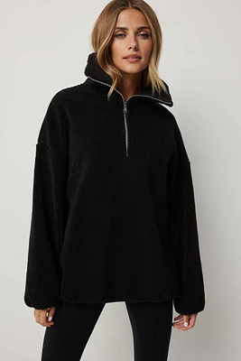 Ardene Oversized Sherpa Half Zip Sweatshirt in | Size | Polyester