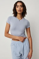 Ardene Ultra Crop Cap Sleeve T-Shirt in Light | Size | Polyester/Elastane