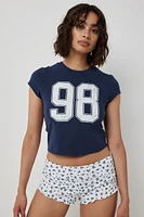 Ardene Graphic PJ Top in Dark Blue | Size | Cotton/Elastane | Eco-Conscious