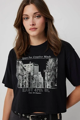 Ardene Graphic Crop Boxy T-Shirt in | Size | 100% Cotton