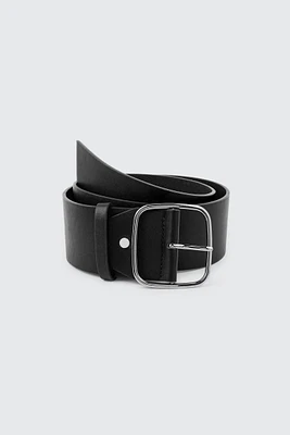 Ardene Square Buckle Belt in Black | Size Small | Faux Leather