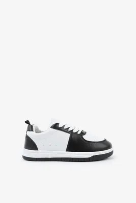 Ardene Kids Laced Court Sneakers in Black | Size | Faux Leather