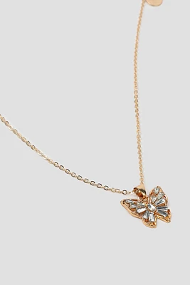 Ardene Embellished Butterfly Chain Necklace in Gold