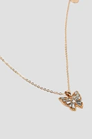 Ardene Embellished Butterfly Chain Necklace in Gold