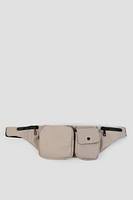 Ardene Fanny Pack with Two Front Pockets in Beige | 100% Recycled Polyester | Eco-Conscious